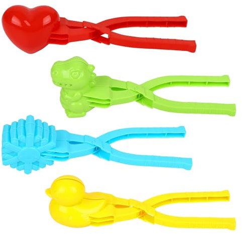 VEYLIN Schneeball Former,4 StückSchneeball Maker,schneeball maschineDinosaurier, Herzen, Enten, Schneeflocken Schneeball Set Spielzeug für Jungen Mädchen Spaß für Winter Schnee Strand