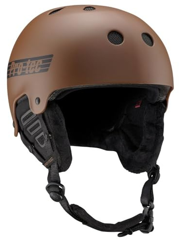 Pro-Tec Old School Snow Helmet, Full Coverage Terry and Mesh Liner Along with The Padded Audio Capable Ear Pads, Large – Matte Rust