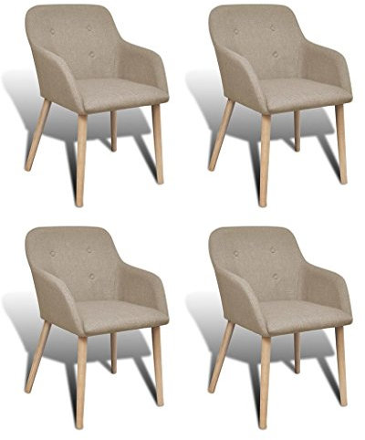 ShGaxin Matstolar 4 stycken beige tyg och massivt trä ek, köksstolar, nordiska stolar, vardagsrumsstolar, stolar i väntrum, vardagsrumsmöbel - 270570