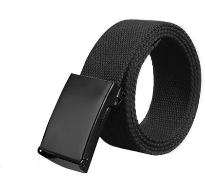 Gürtel Canvas, 130 cm Classics Unisex Gürtel, Frei Verstellbarer Flip-Top Webgürtel, Schwarze Stoffgürtel Herren, Canvasgürtel Ohne Löcher, Damen Leinwand Arbeitsgürtel für Geschäft Sport Lässig