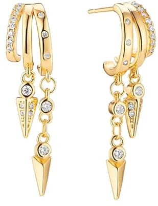 1 Paar Spikes Ohrringe Damen, Diamant-Ohrringe mit Lange Quasten, Hypoallergen Creolen Ohrhänger mit Cubic Zirkonia, Lange Hängeohrringe Modeschmuck für Frauen Mädchen (Stil 2)