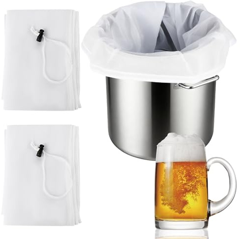 mobumeia 3 bolsas de filtro – 66 cm x 56 cm 250 Micro bolsas de filtro con colador para prensa de frutas, vino, mermelada, cerveza, exprimidor, paño de exprimidor
