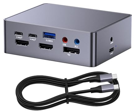 Itkcozcg Adaptateurs multiports 16 en 1 avec 4K HDTV DisplayPort double sortie écran dissipation de la chaleur en métal pour ordinateur portable, station de travail de bureau, station d'accueil