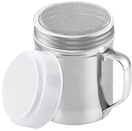 Generisk puderströare flaska i rostfritt stål | salt- och sockerströare med dammsäkert lock och handtag | behållare för mjöl, kaffe, bakning, camping och bar