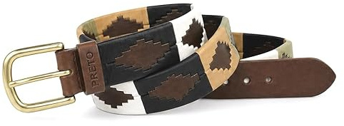 Preto Mens Womens Premium Polo Belts Belt Leather Ladies Equestrian Unisex Handmade Embroidered Diamond Shape With Strong Threads And Shiny Brass Buckle Camouflage