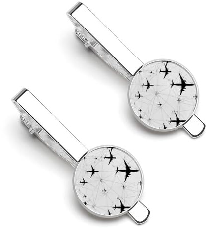 Pinces à cravate pour homme, motif avion, épingles à cravate, accessoires pour costumes d'affaires formels (lot de 2)