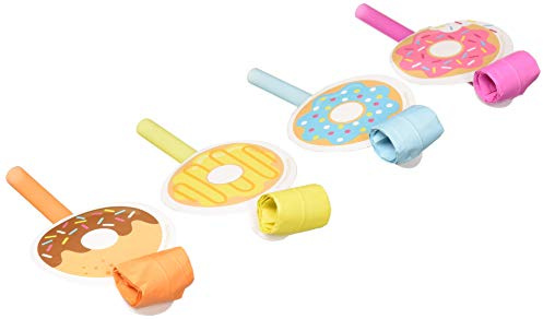 Creative Converting 324240 Donut Blowout Party Favors Dount Blowers, 5.25” x 2.55”, White