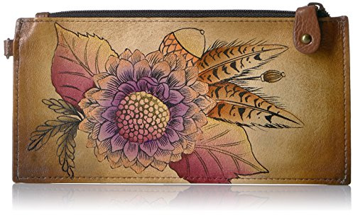 Anna by Anuschka Damen Brieftasche Organizer-Geldbörse, echtes Leder, Rustikaler Blumenstrauß