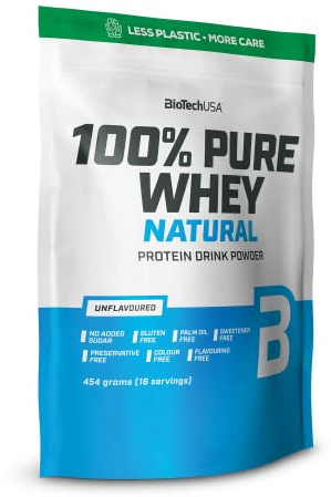 BioTechUSA 100% Pure Whey | Proteína en Polvo con BCAA y Glutamina | Sin Gluten, Sin Aceite de Palma, 454 g, Neutro