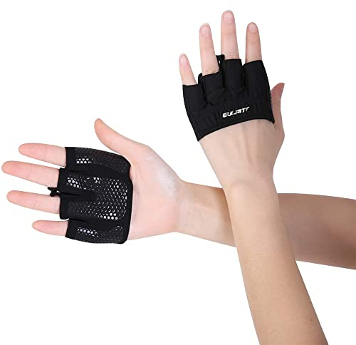 EULANT Gewichtheben Handschuhe, Crosstraining Handschuhe Kurzfingerhandschuh für Gewichtheber und Crosstraining Kraftsport Gym Kettlebell, Verbesserte Silikongriff-Handfläche,M