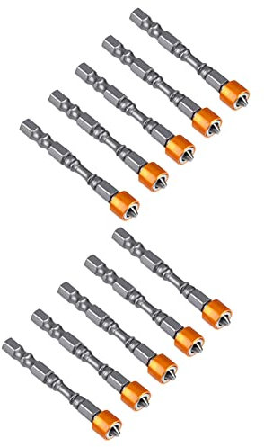 10Pcs Magnetic Positioning Screwdriver Bits Set, PH2 Magnetic Screwdriver Bits, 65mm/2.56in Drywall Screwdriver Bits with Magnetic Collar for Plasterboard Drywall Screw