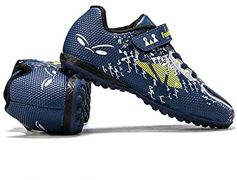 YisiNP Chaussures de football pour enfant - Unisexe - Légères - Antidérapantes - Pour l'été - Pour gazon artificiel - Taille 28-39, bleu, 31 EU