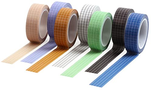 YANGWEN Washi Tape Set 7 Rotoli Nastro Decorativo con Carta Giapponese Washi per Artigianato, Nastro Adesivo per Forniture Artigianali Fai da Te e Decorazioni