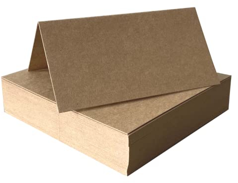 PuK Krämmer GmbH Tischkarten Kraftpapier braun 100 Stück | blanko unbedruckt | 50, 100, 200 Stück Set | Tischkarten, Namensschilder, Platzkarten | für Hochzeit, Geburtstag uvm | selbst beschriften