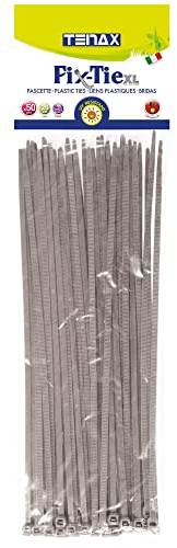 TENAX FIX-TIE XL, Fascette Multiuso in Plastica, Lunghezza 29 cm Grigio Argento, Confezione da 50 pezzi