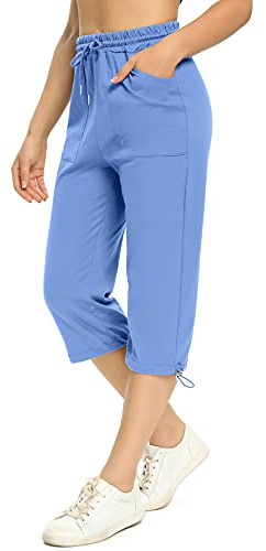 Totatuit Womens Summer Capri Trousers Jogging Bottoms 3/4 Cotton Summer | 3/4 Cotton, Yoga Fitness, Activewear, Sports and Leisure, Suitable for spring and summer