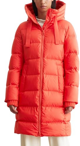 Marc O'Polo Damen Daunenmantel mit Kapuze wasserabweisend, Orange (Poppy Red), 38