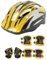 Juego de 7 piezas de casco y almohadillas ajustables para casco de seguridad, almohadillas coloridas para rodillas y coderas, muñequeras para patinaje, patinaje, patinaje, bicicleta, patinaje,