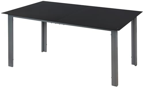 Montafox Garten Esstisch Glastischplatte 150 x 90 x 75 cm Gartentisch 6 Personen Gartenmöbel Tisch Balkontisch Terrassentisch Glas Aluminium Witterungsbeständig