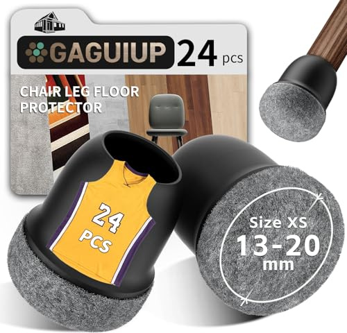24 piezas de tapas protectoras para patas de silla, negro con fieltro, deslizadores de fieltro, tapas protectoras de silicona para patas de sillas inclinadas, 1,9 cm de sillas para protectores de