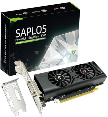 SAPLOS GTX 1050 Grafikkarte für PC, 4GB GDDR5 128-bit, HDMI DisplayPort DVI-D, Computer GPU, Gaming Grafikkarte, PCI Express x16, DirectX 12