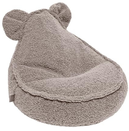 MEOWBABY Sitzsack Kinder – Bequemer Kindersessel mit Füllung – Sitzsack Kinderzimmer – Weicher Bodensessel für Kleinkinder – Waschbarer Bezug – Kindersitzsack für Mädchen & Jungen, Bearly, Hellgrau