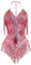 FYMNSI Damen Pailletten Body, Festival Rave Outfit Sexy Bodysuit Einteiler Techno Gl�nzend Stern Stringbody mit Quaste Musikfestival Party Tanz Clubwear R�ckenfrei Strandmode Rosa L