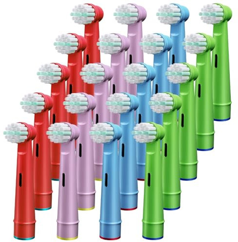 GENKENT 20 testine per spazzolino da denti elettrici Braun Oral B per bambini, setole extra morbide per sensibili