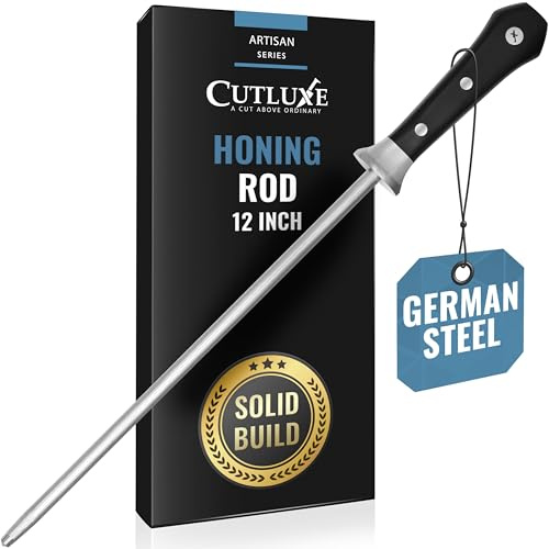 Cutluxe Honing Rod, Sharpening Steel for Kitchen Knives – 12 Honing Steel – Ergonomic Handle Design – Artisan Series