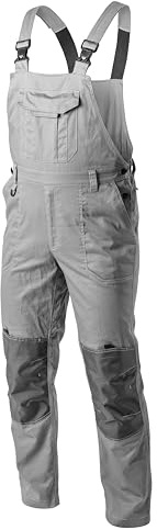 Högert Technik KALMIT Herren Arbeitsoverall Latzhose Grau 2XL – Robuste Arbeitskleidung aus 100% Baumwolle, Oxford 300D Knieverstärkungen, 6 Taschen, Reflektierende Elemente