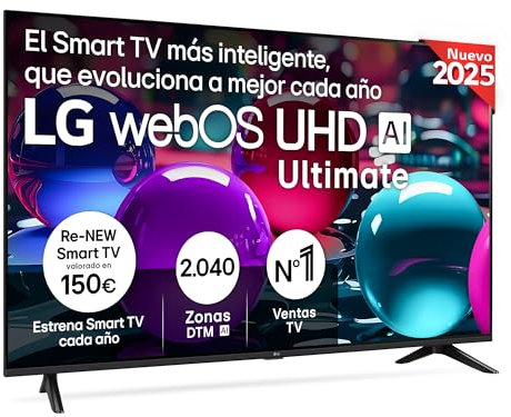 LG 50UA73006LA - TV 50, UHD 4K, WebOS 25, Ultimate IA, HDR10 Pro, Super Upscaling, Dolby Digital Plus, Google Assistant, Negro