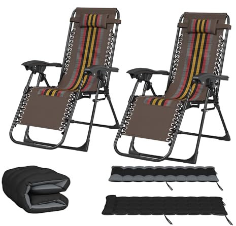 DELONGKE Liegestuhl Klappbar, Sonnenliege Klappbar Gartenliege Wetterfest, Sonnenliegen Relaxliege Verstellbare Rückenlehne, bis 150kg, Liegestuhl für Balkon Garten (2-Pack)