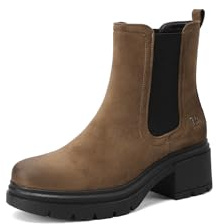 QUEEN HELENA Stivali Chelsea Stivaletti con Tacco Basso Donna X33-82 (Khaki, Taglia unica, Sistema Taglie Calzature EU, Adulto, Donna, Numero, Media, 38)