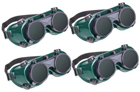 KOCKSHION 4Pcs Flip-up Welding Goggles Industrial Safety Glasses with Headband Soft Frame Comfortable Fit Eye Protection for Welders and DIY Shade Welding Tasks