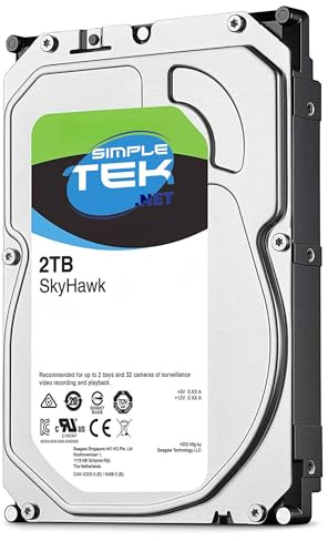 SIMPLETEK - Disco Rigido Interno ad Alta Capacità 2TB (2000 GB) 3.5 Pollici SATA III per Sistemi di Videosorveglianza, DVR/NVR e Server 24/7