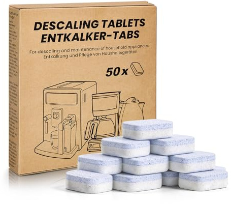 3in1 Entkalkungstabletten 50 Stück 3-Phasen Entkalker Tabs für Kaffeevollautomaten und Kaffeemaschinen entfernen Kalkablagerungen effektiv kompatibel mit Siemens EQ Jura DeLonghi Philips Melitta
