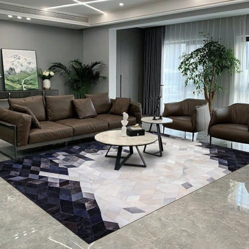 Suixtil Alfombra de Cuero Vaca Real Grande, única y auténtica Alfombra brasileño Decoración Granja Diseño Minimalista ecológico(1600MMx2300MM)