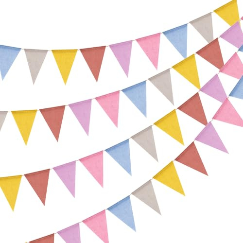 jijAcraft Guirnalda de banderines para exteriores, colores pastel, 12 m: resistente a la intemperie, reutilizable, guirnalda decorativa para fiestas con 36 banderines para jardín, camping, cumpleaños