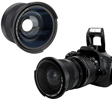 Lente Ojo de de 52 mm, Lente de cámara Gran Angular Universal 0.35X con Tapas para Canon/para Nikon/para Sony/para Minolta/para Olympus/para Pentax SLR y cámaras Digitales