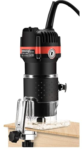 Affleureuse à Bois Défonceuse Électrique Happyroom Tondeuse plastifieuse 6.35mm Palm Router menuiserie outil de palmage de coupe 30000R / min 800w 220v (black)