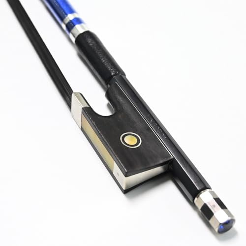Arco de fibra de carbono de 4/4 tamaño completo con piedras brillantes pelo de caballo negro natural alambre azul bobinado violín arco