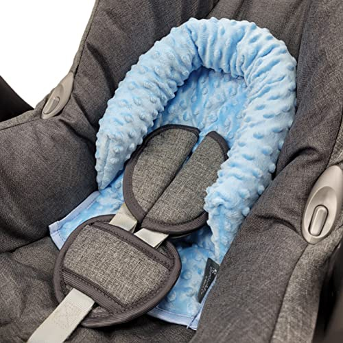 BAMBINIWELT Kopfpolster Kopfkissen für Babyschale kompatibel mit Maxi Cosi Modell Cabrio Fix und Citi, Gruppe 0, MINKY (Minky hellblau)