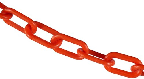 Mr. Chain Plastic Barrier Chain, Orange, 25 ft Length (50013-25)
