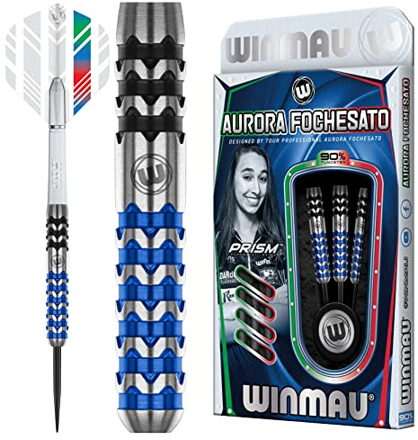 WINMAU Aurora Fochesato 23 Gram Professionell Stålspets Volfram Dart Set med dartflygs och stjälkar