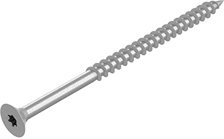 SECCARO Set di 75 viti per pannelli truciolari 6 x 100 mm, in acciaio inox V2A VA A2, con filettatura parziale, TX/a sei facce cave