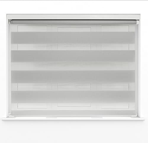 Grey Dual Layer Zebra Day & Night Roller Blinds Light Filtering Material with Metal Brackets & Fittings 120cm Width x 160cm Length