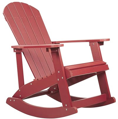 Beliani Moderner Muskoka Garten-Schaukelstuhl in Rot mit Breiten Armlehnen Adirondack
