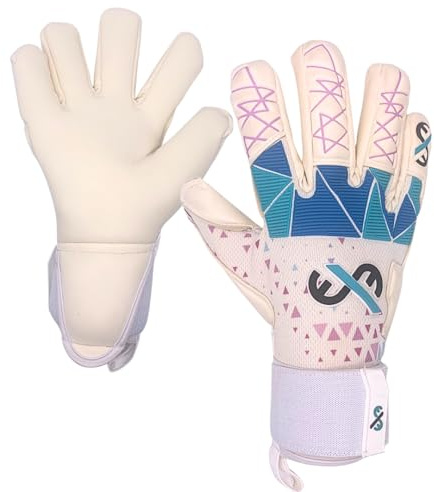 ExE-GK Football goalkeeper glove Inception professional goalkeeper glove for Adult, Youth and Kids, Boys, Girls, 4mm Contact Latex, Negative cut, Double Wrist Strap, Internal Grip Dots (9)