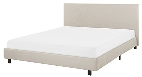 Beliani Modern Fabric EU King Size Waterbed with Mattress 5ft3 Beige Albi
