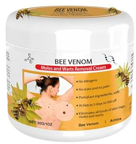 Crema Veleno D'Api - Trattamento per Talpe e Verruche, Rimozione Efficace, Adatta a Tutta la Pelle (30g, 1 Bottiglia)